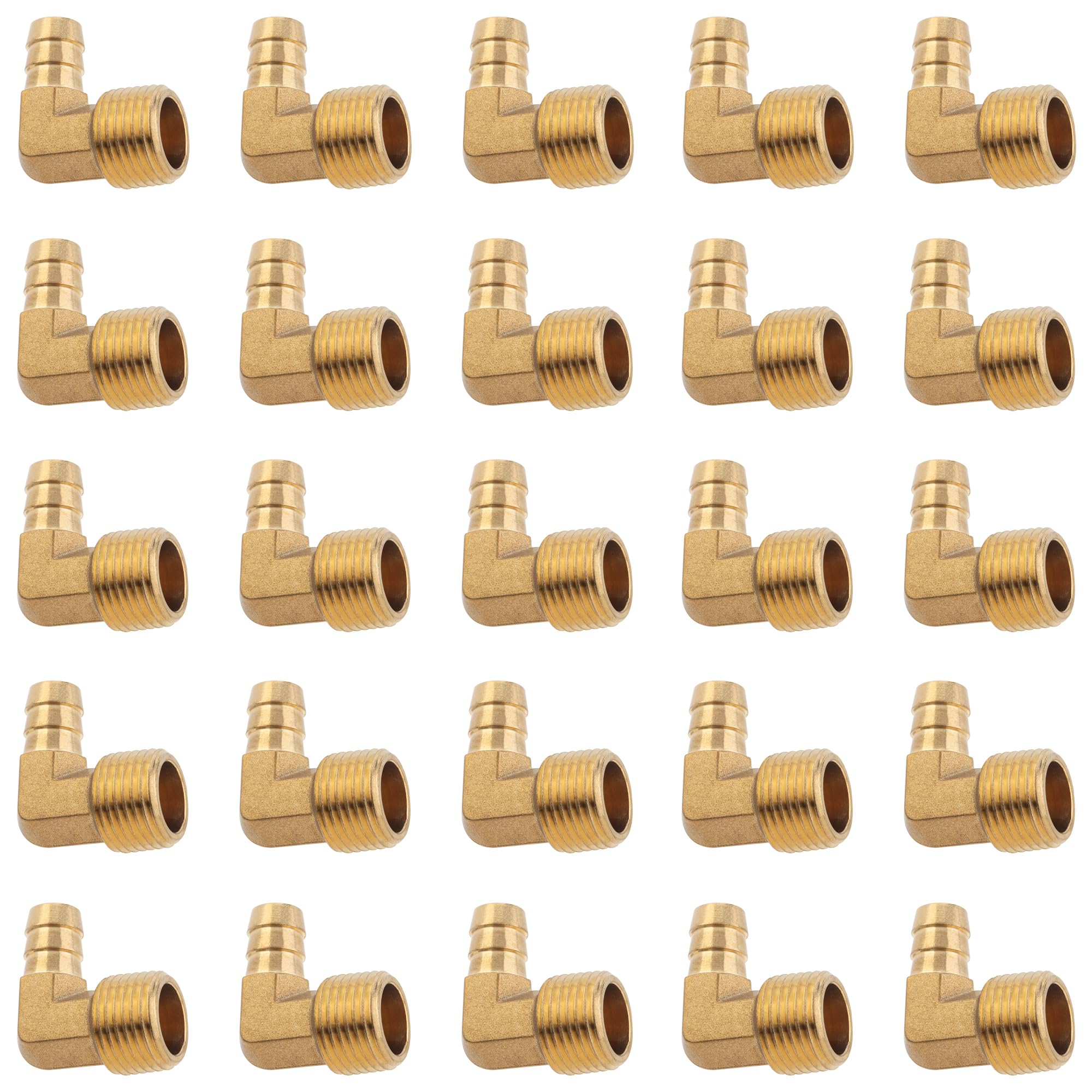 LTWFITTING 90 Deg Elbow Brass Barb Fitting 1/2-Inch Male BSPT x 12mm ID Hose(Pack of 25)