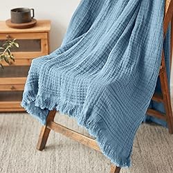 Simple&Opulence Cotton Muslin Throw Blanket for