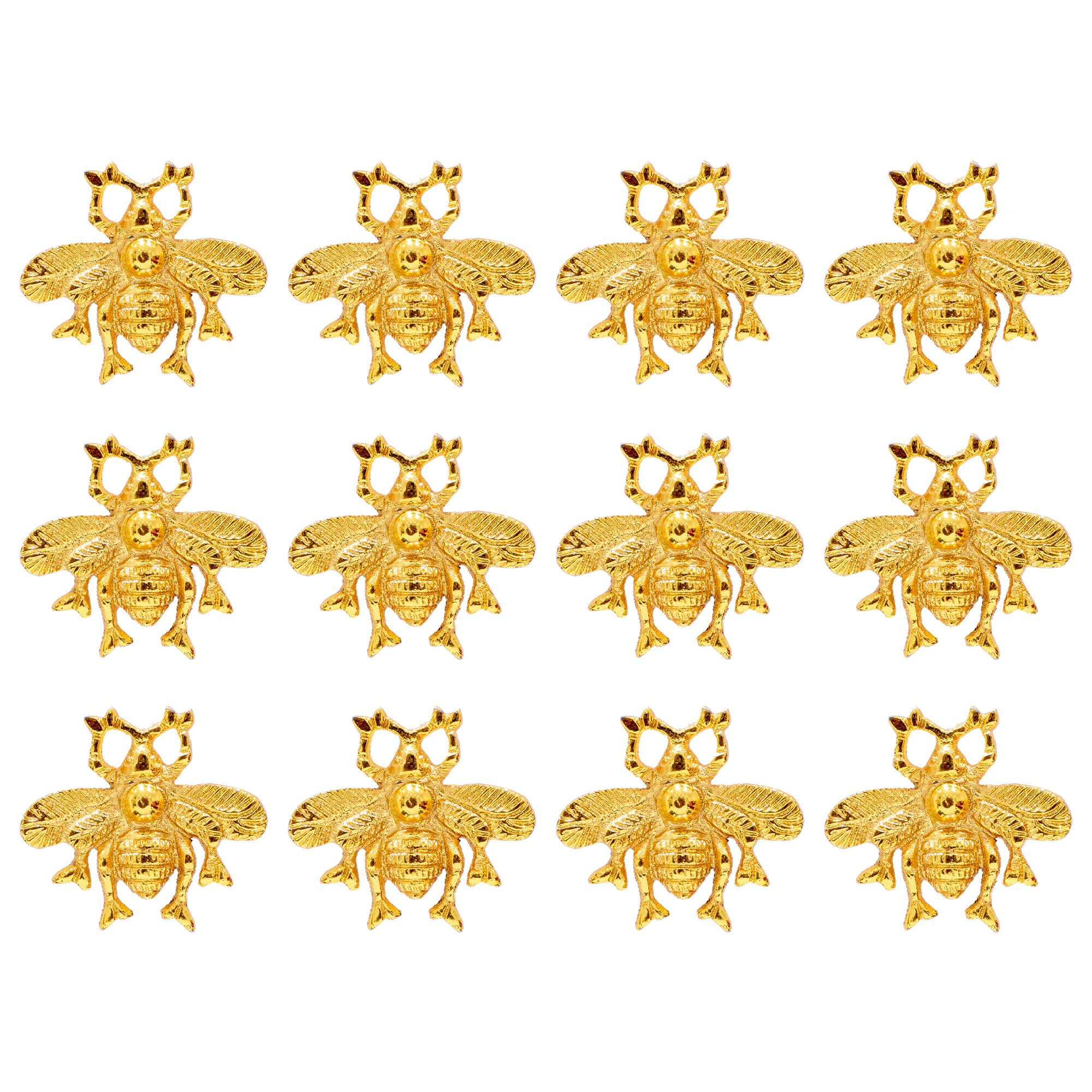 ETHNICITI 12 x Golden Bumble Bee Handcrafted Vintage Knob Cupboards Drawer Cabinets Wardrobe Dresser Vanity Kitchen Bedroom Living Room Upcycle Furniture Shabby Chic Animal Metal Gold Bee Pull Handle