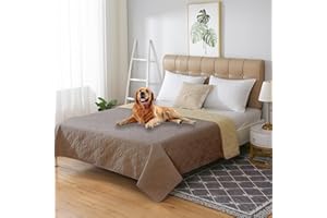 LPMOERA Waterproof Reversible Couch Sofa Cover Blanket for Dogs Washable Furniture Protector Slipcover for Kids Kahki 82 * 102 Inch(Pack of 1)