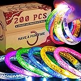 200 Pcs Glow Bracelets, Led Bracelet Glow in the Dark Party Supplies, Rave Trinkets, 6 Colors Light Up Bracelets Bulk with 3 Flashing Modes,Party Favors for Kids & Adults Birthday, New Year, Concert