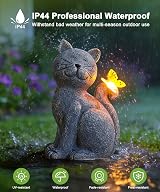 Goodeco Cat Statue with Solar Lights Garden Ornament Grey 21cm view 7