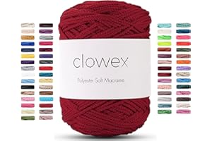 Clowex Polyester Soft Macrame Cord 2.5-3mm, 191 Yards x 1/9 inc Turkish Polyester Rope, Braided Macrame Yarn for DIY Crafts, Plant Hanger, Wall Hanging, Macrame Bag