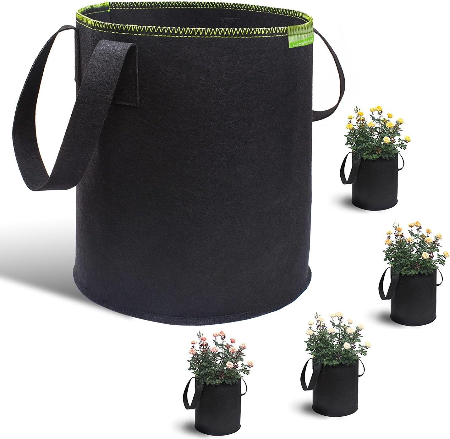 KORAM 8-Pocket Garden Hanging Planter Bag Upgrade Deeper Vertical Hanging Wall Bag Waterproof Vertical Garden Indoor/Outdoor Living Wall Balcony Plant Grow Pouch 8 Pieces of Free Root Wrappers Include