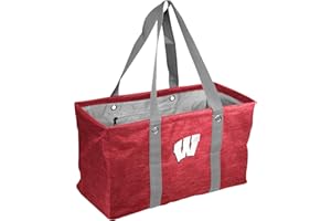 Logo Brands NCAA Wisconsin Badgers Unisex Crosshatch Picnic Caddy – Multipurpose Oversized Tote with Reinforced Handles, Team Logo, and Interior Pocket