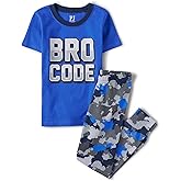 The Children's Place boys Snug Fit 100% Cotton Short Sleeve Top and Pants 2 Piece Pajama Set