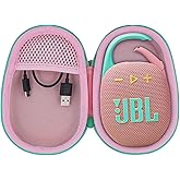 co2CREA Hard Carrying Case Replacement for JBL Clip 5 Waterproof Portable Mini Speaker (Pink Case)