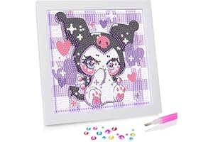 Fuinkqe Diamond Painting Kits for Kids with Frame，Cartoon Diamond Art Kits for Kids Ages 8-12，Easy Kids Gem Art Kit DIY Craft Supplies for 6 7 8 9 10 Year Old Girl Boys-Gifts