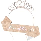 Yicadorn 21st Birthday Sash and Crowns Headband for Her,21st Birthday Tiara and Sash Set Decorations Gifts Ideas Presents for Daughter,Unique Hair Accessories Gifts for 21 Years Old Women