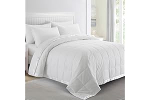 puredown® Blankets Queen Size - Soft Lightweight Down Blanket for All Seasons, Cozy Warm Luxury Bed Blanket with Satin Trim, Cotton Cover, White (90"X90")