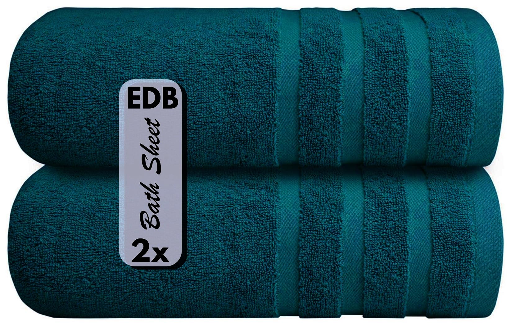 EDB Luxury Large Bath Sheet (Pack of 2, Pack of 4) Super Soft 100% Egyptian Cotton 75 x 150 cm High Absorbent & Quick Dry Big Bath Sheets Bathroom Towels 500-GSM (Blue Lagoon, 2)