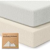 KeaBabies 2-Pack Muslin Crib Sheets for Boys, Girls - 100% Organic Cotton Fitted Baby Crib Mattress Sheet, Soft Breathable Standard Toddler Bed Cover Bedding Set, Neutral, Durable 52x28 (Greige)