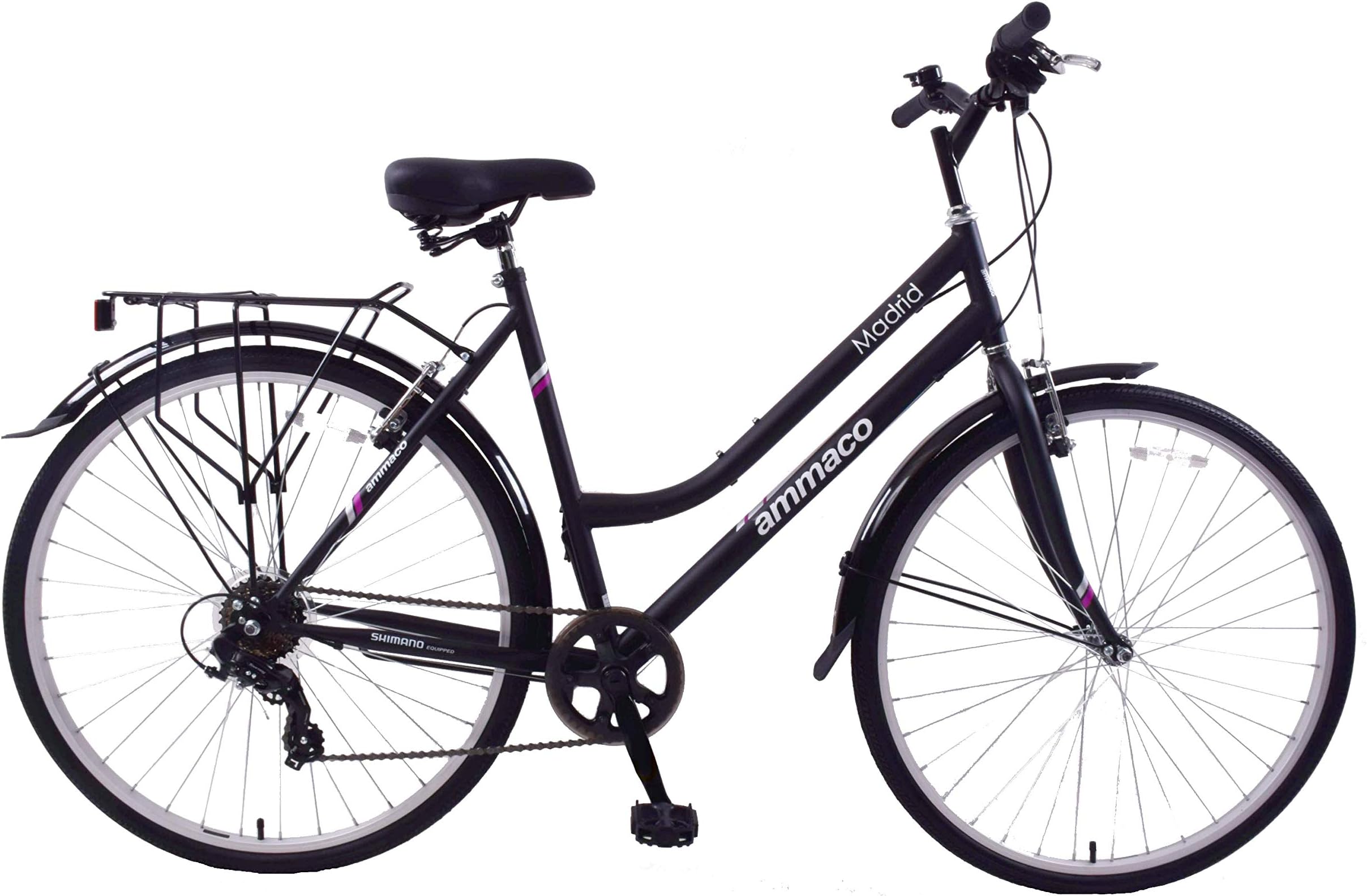 AmmacoMadrid Womens Hybrid Bike 700c Wheel Bike 21" Frame Black