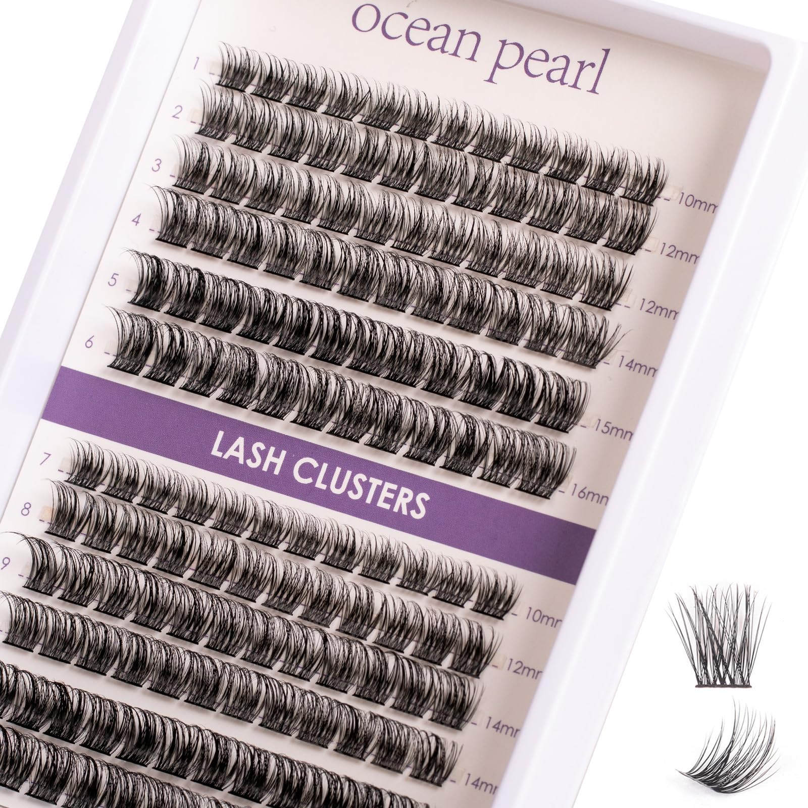 Ocean Pearl Cluster Lashes 144Clusters Individual Eyelashes 10-16mm Eyelash Extensions Natural Lash Clusters Long Lasting D Curl Eyelash Clusters DIY Lash Extensions for Beginners at Home-DM23 — image 1