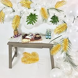 CCINEE 16 PCS Artificial Palm Leaves, Golden Faux