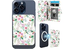 HAOPINSH for MagSafe Wallet Magnetic Wallet Card Holder, Florals Pattern Detachable Adjustable Flip Leather iPhone Kickstand Mag Safe Card Slots for iPhone 15/14/13/12 Series
