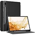 ProCase Case for Galaxy Tab S7 FE 5G 2021/S8 Plus 2022/S7 Plus 2020 12.4 inch with S Pen Holder, Smart Cover for 12.4" Samsung Galaxy Tablet (SM-X800 X806 T730 T736 T970 T975 T976 T978) -Black