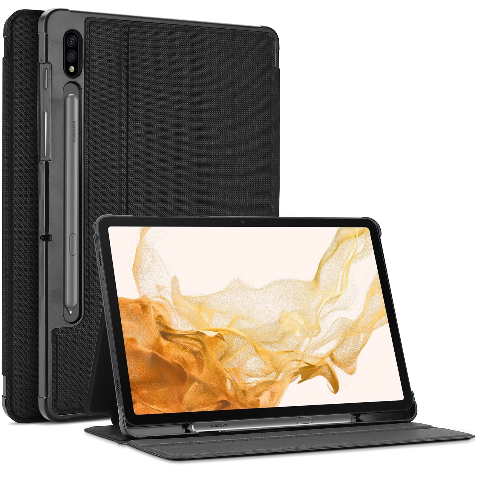 ProCase Case for Samsung Galaxy Tab S8 Plus 2022/ Tab S7 Fe 2021/ Tab S7 Plus 2020 with Pen Holder, Lightweight Slim Protective Cover Business Folio Multi-Angle Viewing -Black โ image 1
