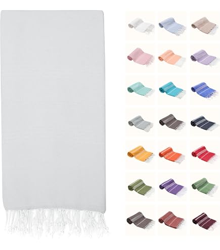 Telo Mare Turco Bianco Kikoya 100x200 Cm – Per Tie-Dye Fai Da Te, Shibori, Senza Sabbia, Leggero, Cotone