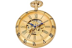 Whodoit Elegant Men's Mechanical Pocket Watch, Mechanical Pocket Watches with Chain, Mechanical Pocket Watches with Box for Men