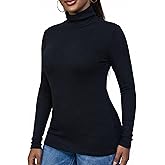 ACANI Ribbed Modal Turtleneck Long Sleeve Slim Fitted Based Layer Mockneck Cute Tops Women