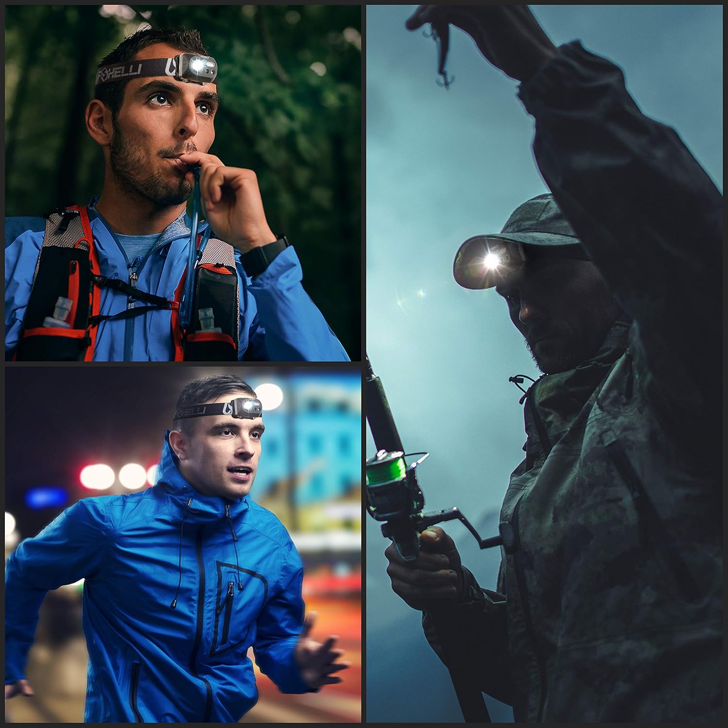 Foxelli Headlamp Flashlight – Bright LED Head Lamp with Motion Sensor, 3 x AAA Batteries Operated (Included), Lightweight, Waterproof Head Light with Comfortable & Adjustable Headband - - 