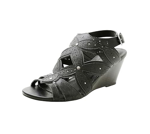 xoxo black wedge sandals