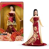 Barbie Signature Lunar New Year Fashion Doll | Doll Wearing Red Dress with Golden Peony Print Dress, Collectible Holiday Doll