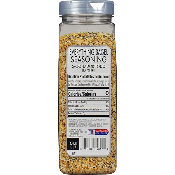 MCCORMICK CULINARY EVERYTHING BAGEL SEASONING, 21 OZ – ONE 21 OUNCE CONTAINER OF EVERYTHING BAGEL SEASONING BLEND OF POPPY SEED, SESAME SEED, GARLIC, ONION AND SALT