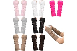 Croloose 7 Pairs Kawaii Arm Warmers for Kids Grunge Ripped Glove Long Fingerless Y2k Heart Hollow Japanese Arm Warmers Crochet Loose Glove for Women Lolita, 7 Colors