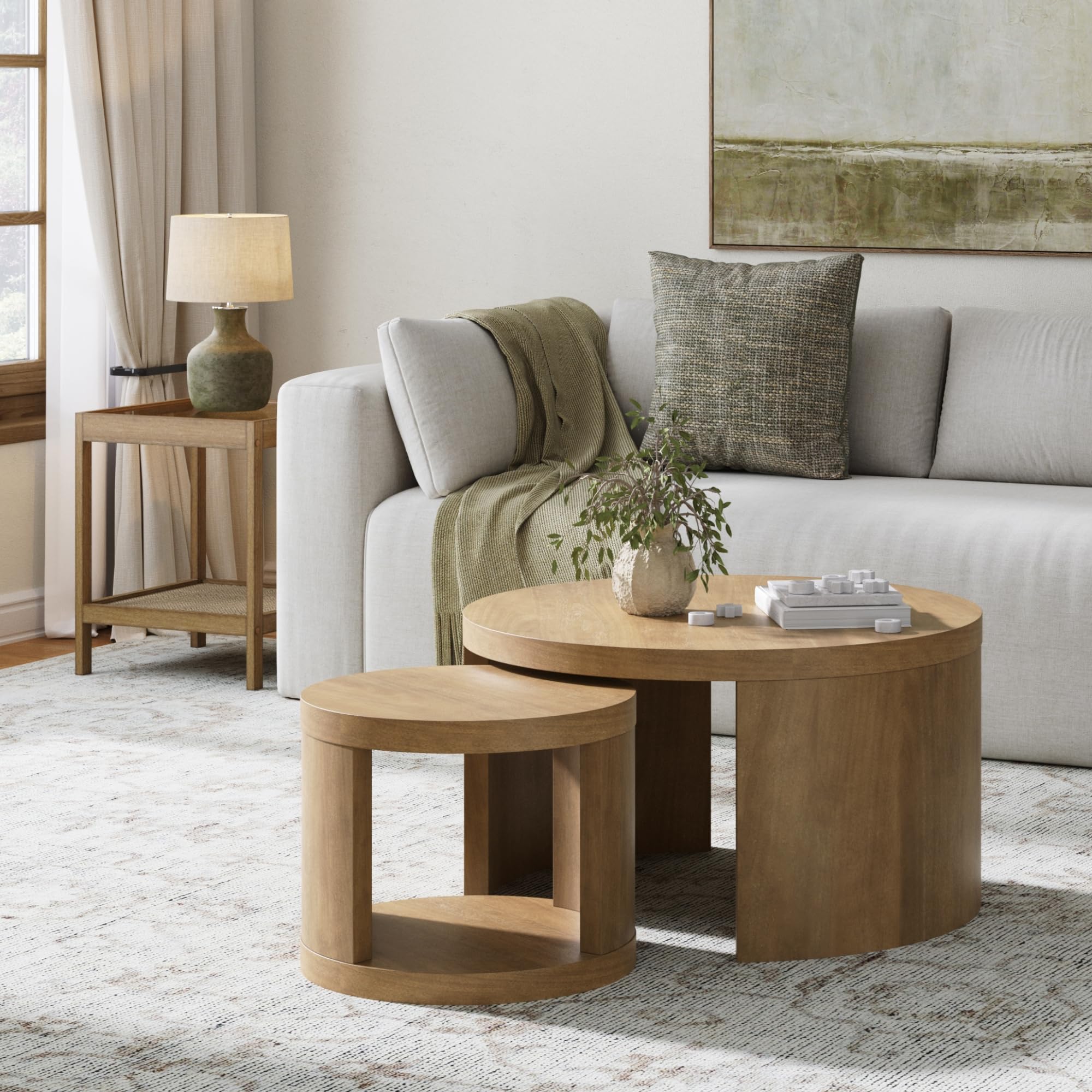 Nathan James Uchu Mid Century Modern 2-Piece Nesting Coffee Table ...