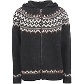 ICEWEAR Brynjudalur Hooded Icelandic Wool Sweater with Traditional Pattern and Zip