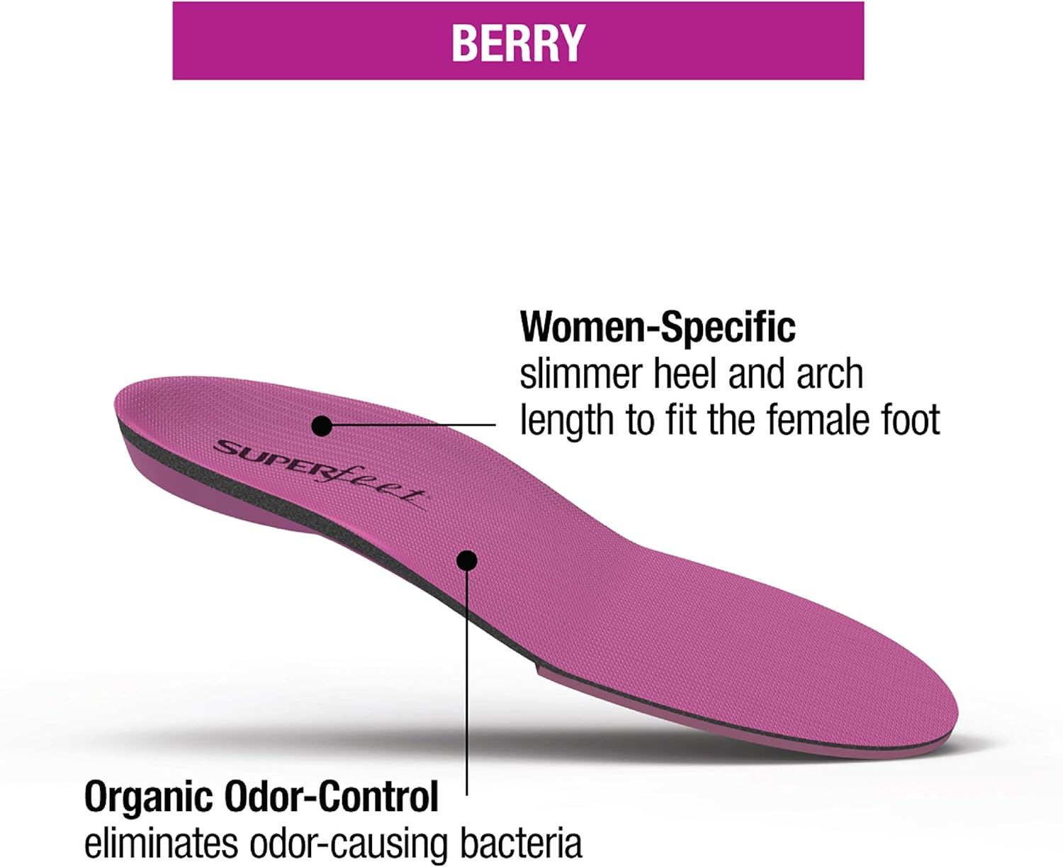 Superfeet BERRY Women's Comfort High Arch Support and Forefoot Cushion, Orthotic Shoe Inserts for Anti-fatigue, Womens, Berry: Shoes