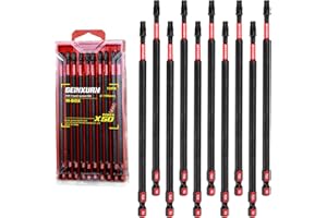 Geinxurn 10 Pieces 6 In. T25 Impact Tough Magnetic Screwdriver Bit Set, #25 Torx Head Power Bits, S2 Alloy Steel Star Bits with Storage M-Box