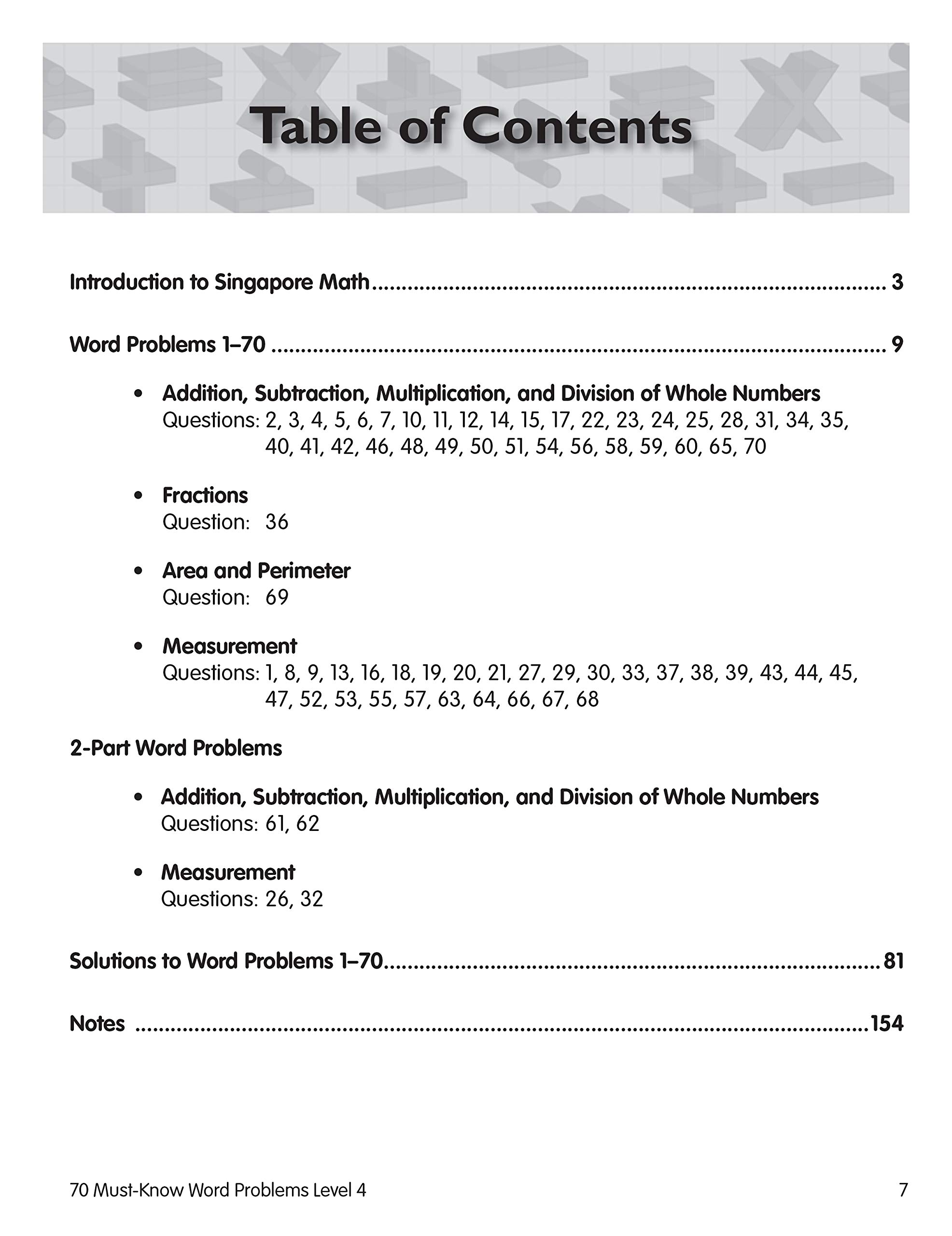 Singapore Math – 70 Must-Know Word Problems Workbook for 5th Grade Math, Paperback, Ages 10–11 with Answer Key