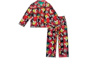 DR. SEUSS The Grinch Pajamas 2-Piece Matching Set - Soft Kids Christmas PJs Loungewear Button Down Coat, Boys Girls - Official Product
