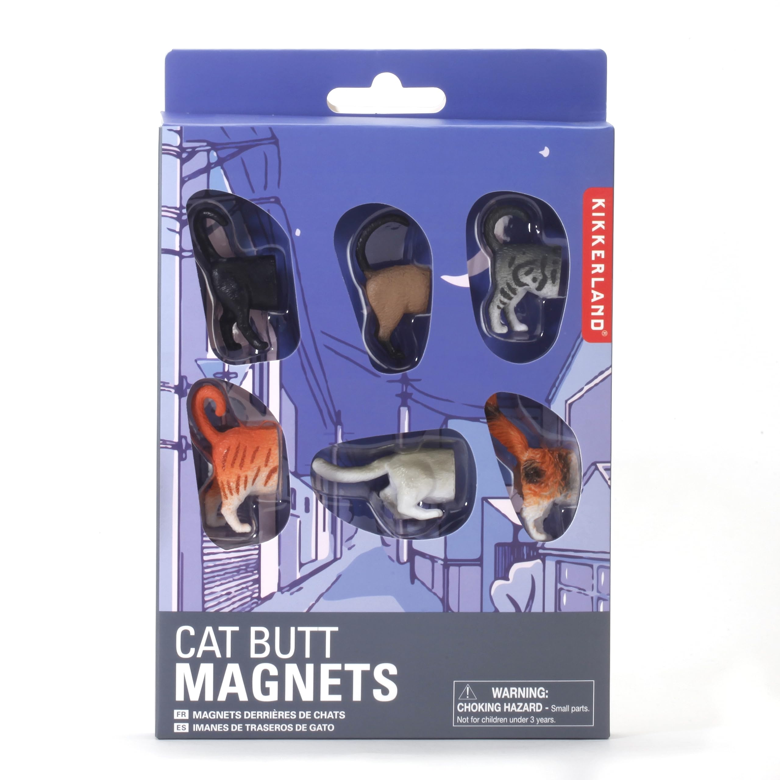 Kikkerland Cat Butt Magnets, Set of 6 (MG53)