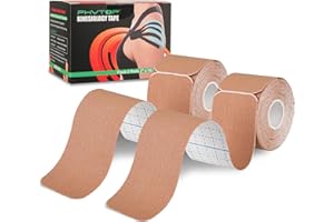 PHYTOP Kinesiology Tape Precut Strips (40 Count, 10") | Latex-Free Muscle Tape for Sports | Cinta Kinesiologica Ideal for Knee, Shoulder, and Elbow Support (Beige)