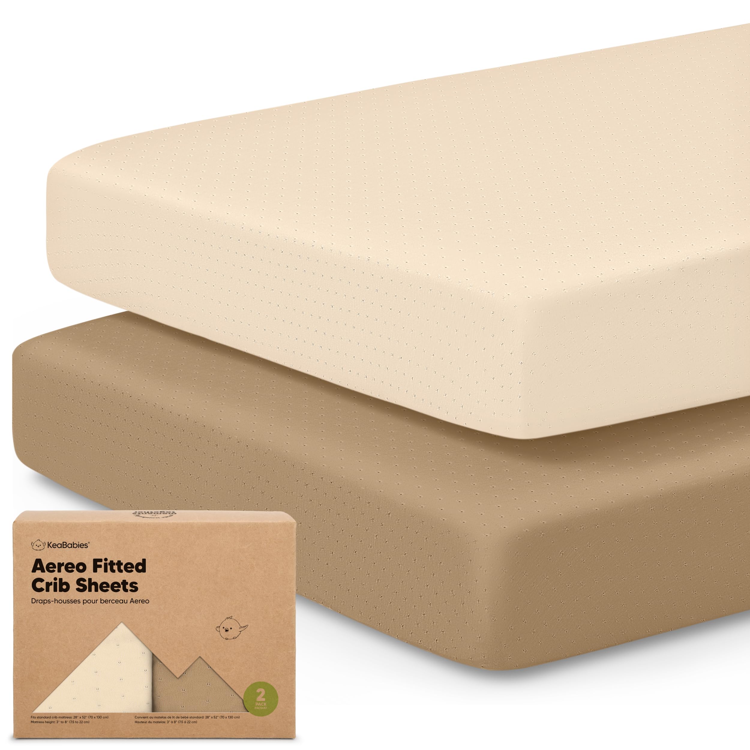 Photo 1 of KeaBabies 2-Pack Fitted Crib Sheets for Boys, Girls, Baby - Soft Bamboo Viscose Cotton, 52x28 Standard Crib Mattress Sheets, Toddler Bed Mattress Cover, Gender Neutral, Breathable, Durable (Pecan)