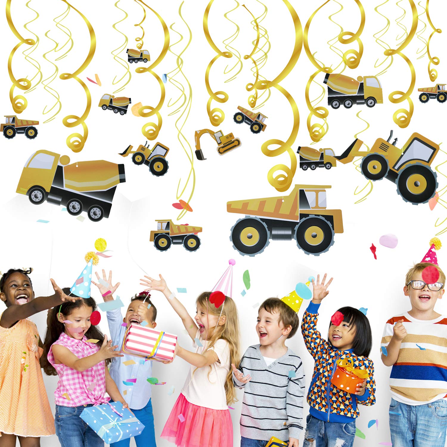 Phogary Construction Birthday Party Decorations Swirl Spiral