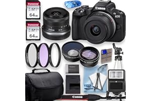 Canon EOS R10 4K Video Recording Mirrorless Camera with 18-45mm Lens, 2 X 64GB Fast Transcend Memory + Deluxe Accessory Bundl