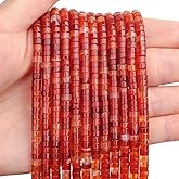 BONNY BOXX 150PCs Natural Carnelian Spacer Beads, Loose Semi Precious Flat Round Gemstone Heishi Disc Stone Beads for Beading Jewelry Making 4mm*2mm