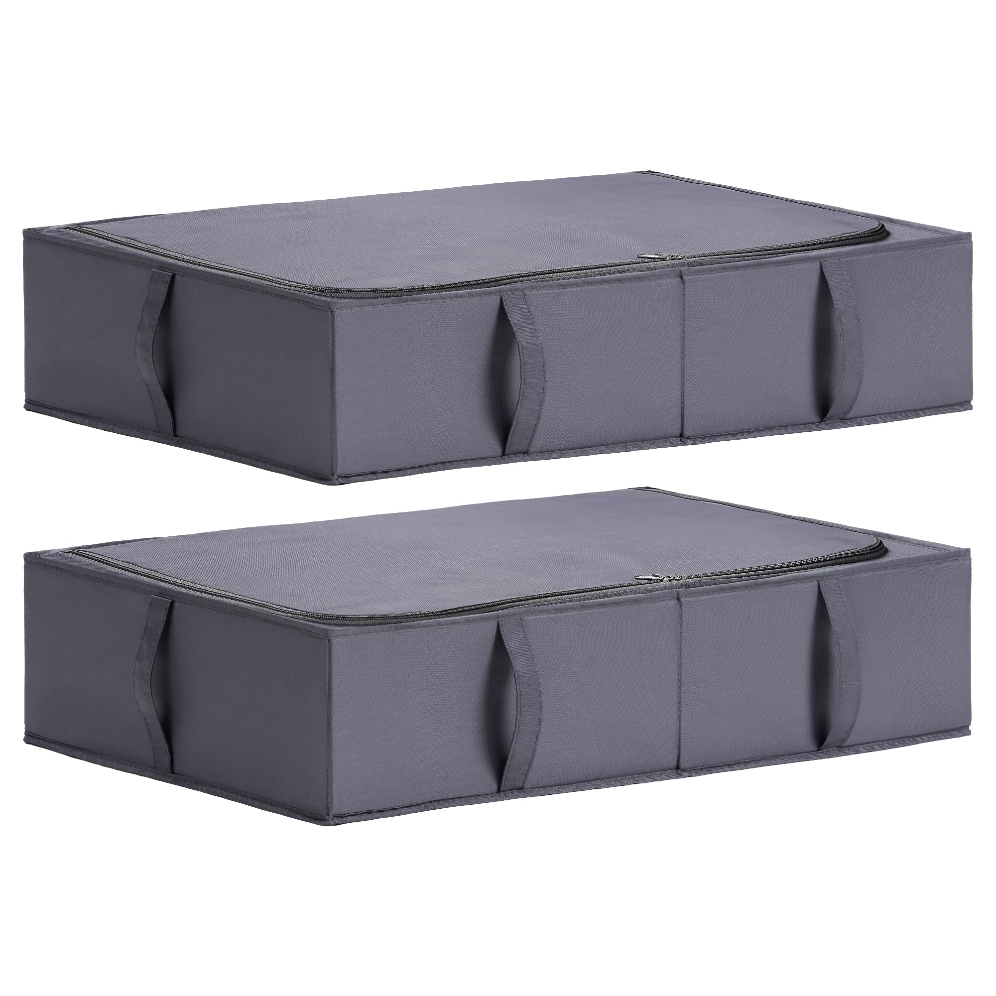 TYEERS Under Bed Storage Box with Lid, Durable Fabric, Washable, Collapsible, Under Bed Storage for Clothes, Blankets, Sheets, Shoes, 70x42x18 cm, 2-Pack, Dark Grey