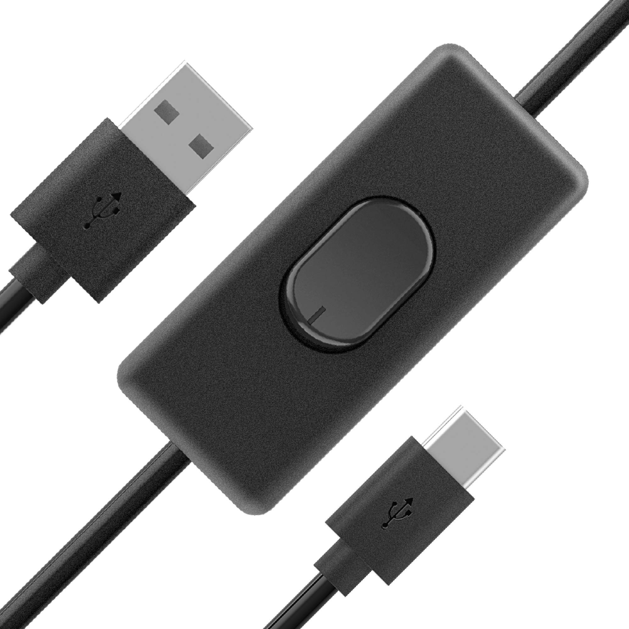Akasa USB 2.0 Type-A to Type-C Cable with Switch | USB Power Switch for Raspberry Pi 4 Model B | Power Supply Cable | 150cm | AK-CBUB57-15BK