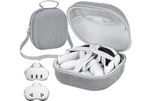 Siwket Hard Carrying Case Compatible with Meta Quest 3S/Quest 3 Official Original/Elite Strap VR Gaming Headset, Portable Travel Vision Pro Case for Touch Controllers Accessories