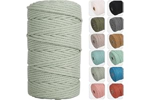 NOANTA 4mm 109yards Macrame Cord Sage Cotton Rope for Wall Hanging, Plant Hangers, Crafts, Knitting