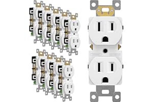 ENERLITES Duplex Receptacle Outlet, Residential Grade Electrical Wall Outlet, 15A 125V, Self-Grounding, 2-Pole, 3-Wire, UL Listed, 61581-W-10PCS, White (10 Pack)