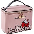 AmBealla Makeup Bag Large Waterproof Cosmetic Bags with Makeup Brush Holder, Cute Printed Makeup Organizer for Women Traveling,Portable Toiletry Bag for Girls