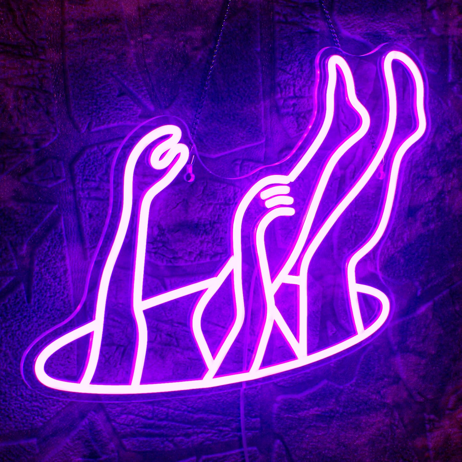 Photo 1 of WLHOPE Falling Man Neon Sign Falling into Hole Neon Light Purple LED Neon Signs for Wall Decor USB Drop Into Neon Light Signs for Bedroom Home Bar Man Cave Game Room Party,Gift for Boys