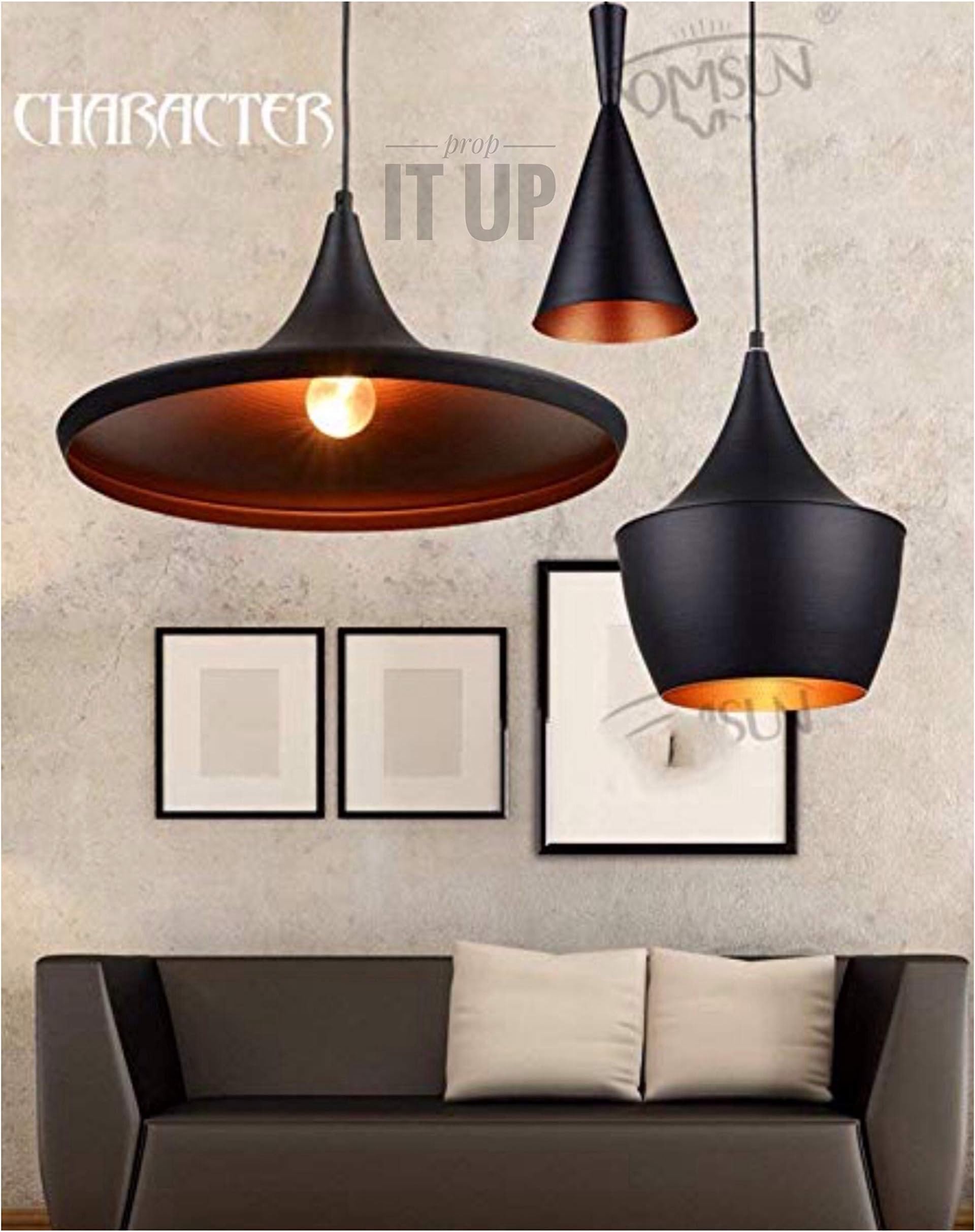 Prop It Up Vintage Black Metal Hanging Light, Pendant Ceiling Light and Lamp (Bulbs not Included) (Triple Light)